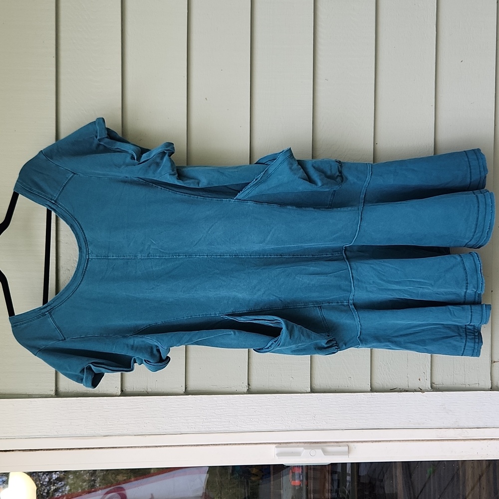 Anthropologie Teal Blue Pocket Drop-Waist Dress